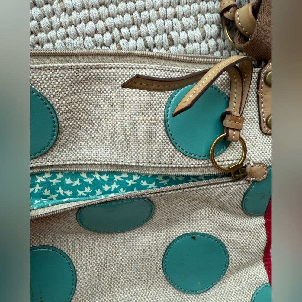 Fossil Cream and Blue Polka Dot Crossbody Bag - Picture 7 of 8